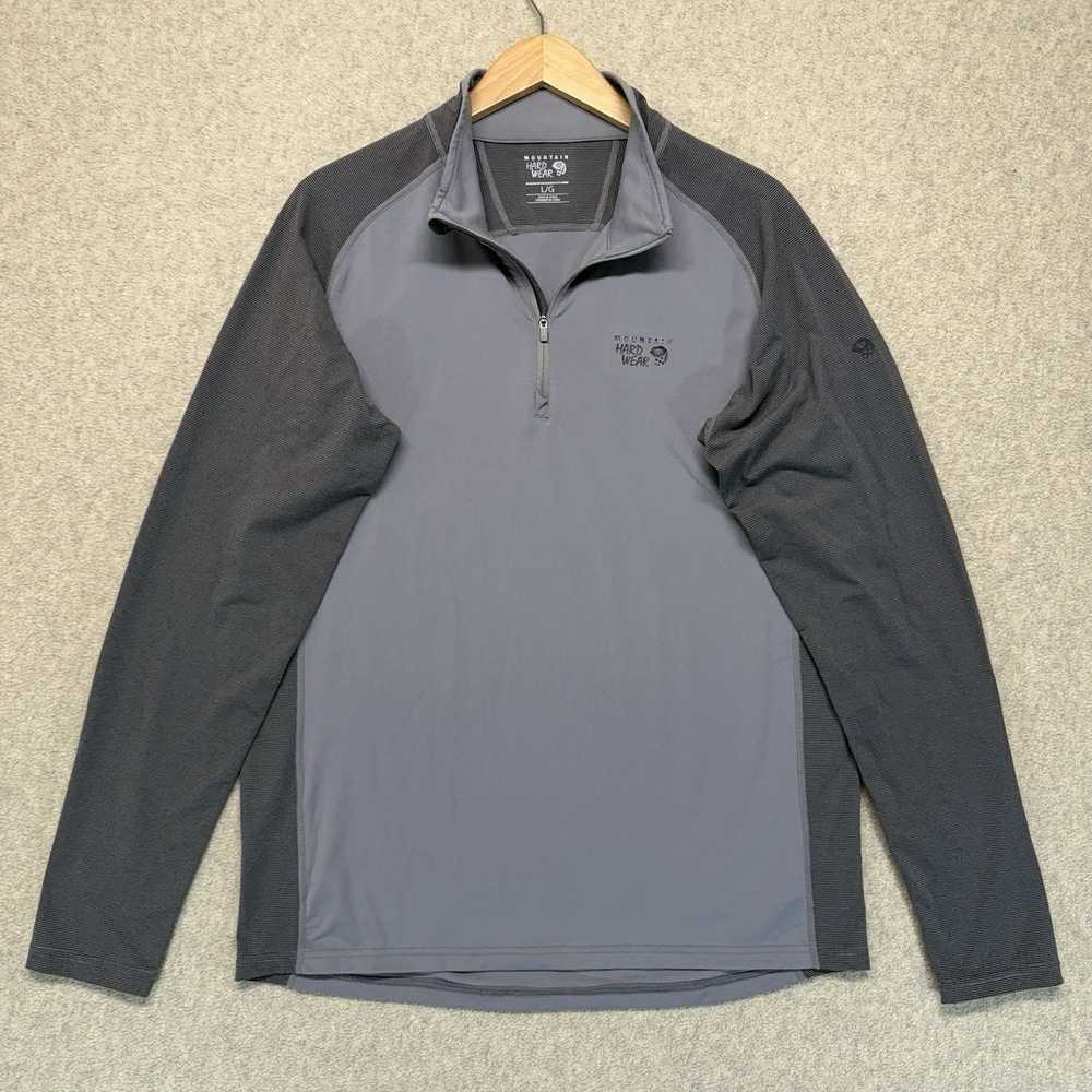 Mountain Hardwear Mens Large Gray Quarter Zip Performance Pullover Stretch Shirt